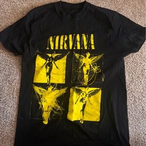 NIRVANA Black Tee with Yellow Graphic youth med